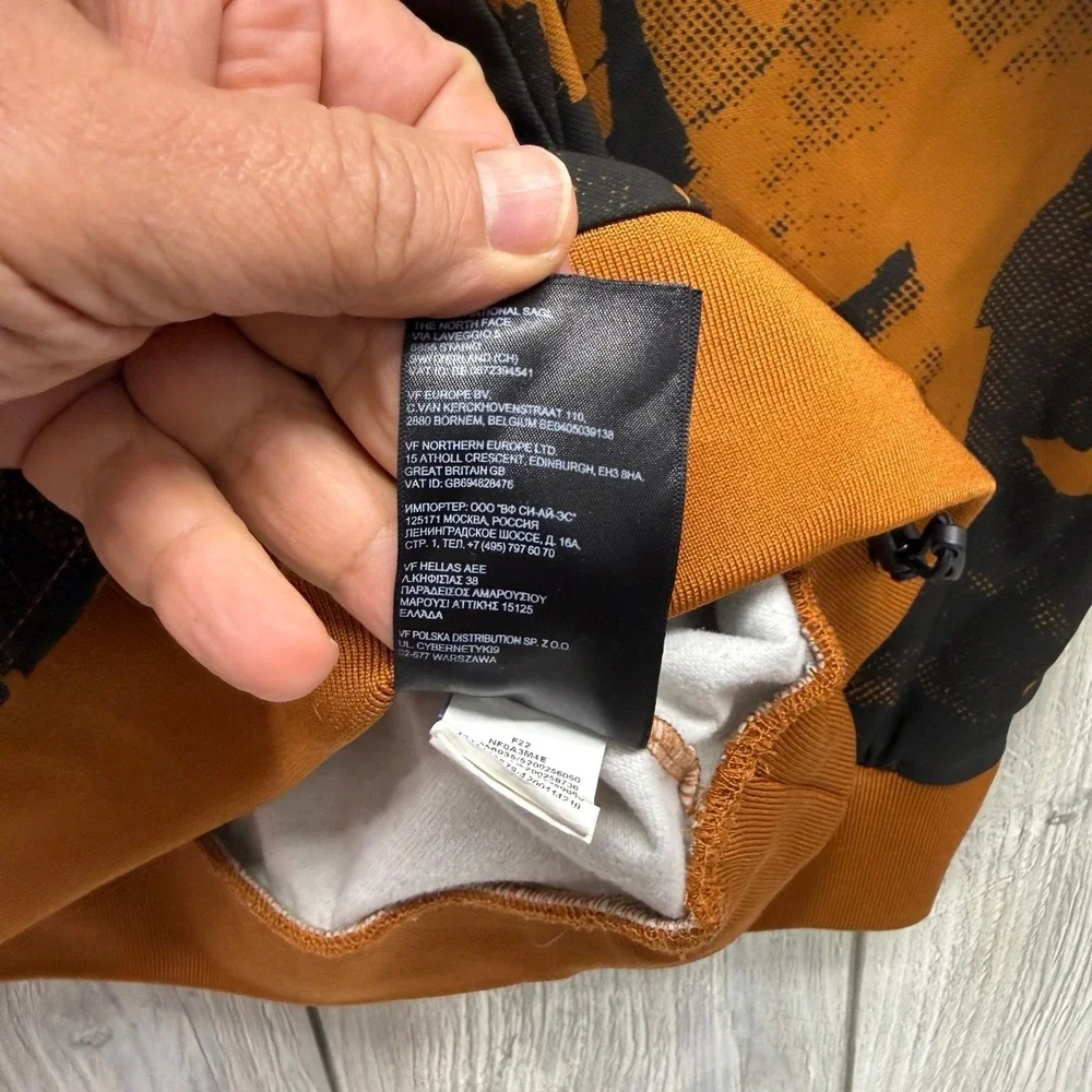 The North Face Mens Orange Black Abstract Graphic Logo Pullover Hoodie Large